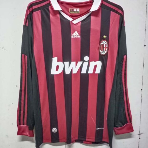 2009/2010 Retro Long Sleeve AC Milan Home Football Shirt