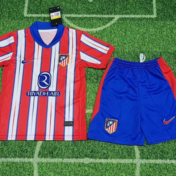 24/25 Atletico Madrid Home Soccer Jersey Kids Size Suit