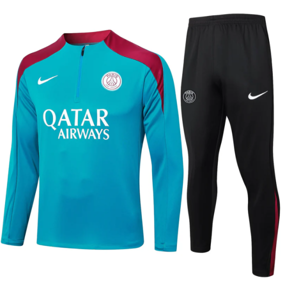 24/25 Paris Saint-Germain Training Suit Green Football Shirt Set Kids Size Suit