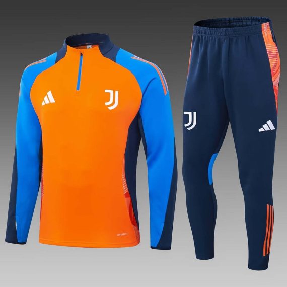 24/25 Juventus Half-Pull Training Suit Orange Football Shirt Set