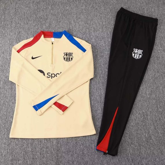 24/25 Barcelona Half-Pull Training Suit Yellow Jersey Set