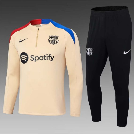 24/25 Barcelona Half-Pull Training Suit Yellow Jersey Set