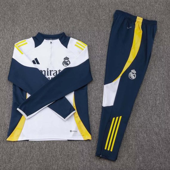 24/25 Real Madrid Half-Pull Training Suit White Football Shirt Set