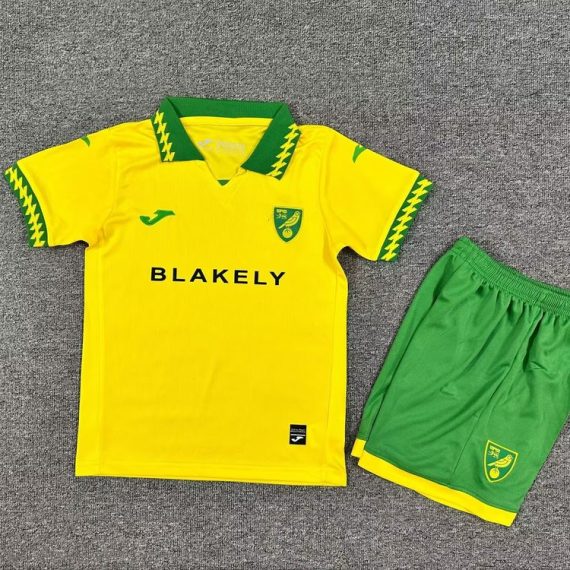 25/26 Norwich City Home Football Shirt Kids Size Suit